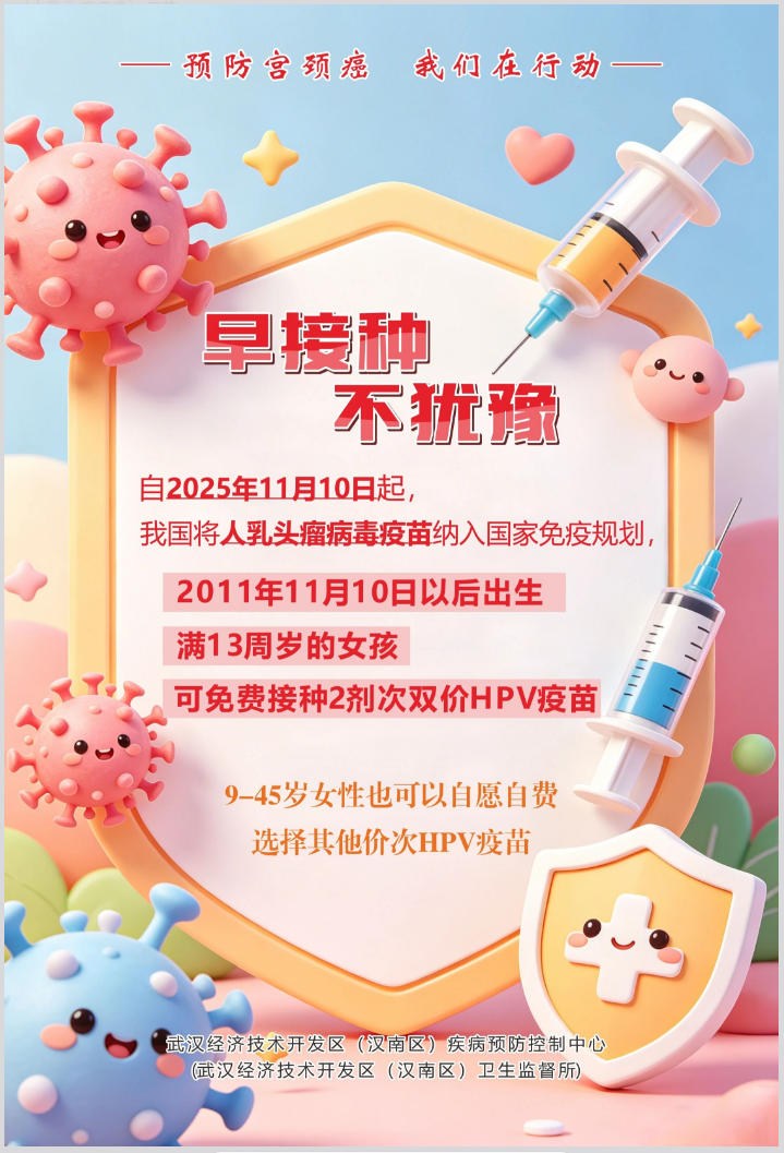 武汉经开区13周岁女孩双价HPV疫苗免费接种开始啦~预防接种点位一览表 ...